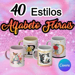 40 Estilos de Alfabeto Florais Editáveis no Canva: Criatividade ao Seu Alcance